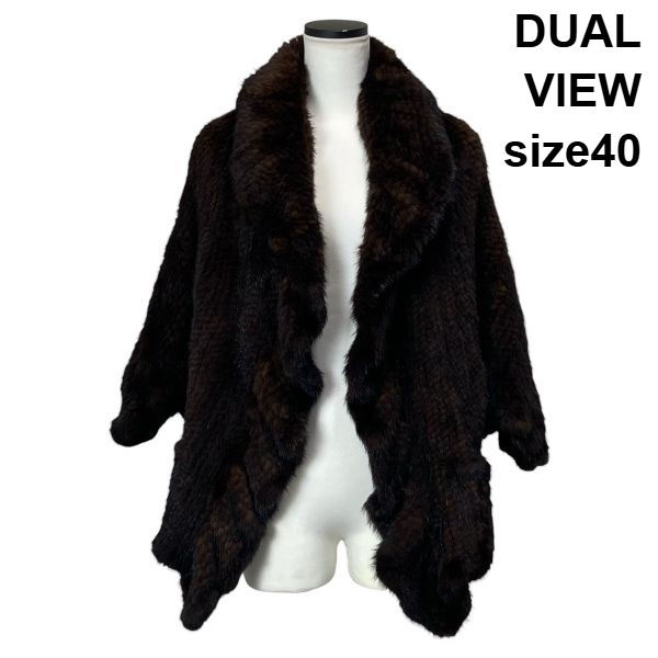 【中古】デュアルビュー DUAL VIEW ミンクファーコート ケープコート ポンチョ ショート丈 ブラウン ミンク 40 L 11号 レディース S6B044