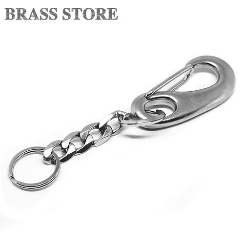 楽天市場 Brass Store ブラスストア 喜平 ステンレスチェーン 勾玉カラビナ キーホルダー Lサイズ シルバー ダブルリング キーリング キーチェーン ベルトループ ナスカン キーフック 二重カン 真鍮雑貨 Brass Store