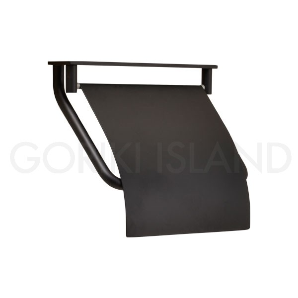 GORIKIISLAND TPH PF C BK≫トイレットペーパーホルダー 紙巻器 真鍮製 天付け カバーあり 右差し おしゃれ シンプル ミニマル クール ビス付き ブラック仕上げ 艶なし 黒色|ゴーリキアイランドブラス