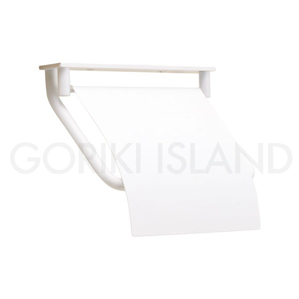 GORIKIISLAND TPH PF C MWH≫トイレットペーパーホルダー 紙巻器 真鍮製 天付け カバーあり 右差し おしゃれ シンプル ミニマル ナチュラル ビス付き マットホワイト仕上げ 艶なし 白色