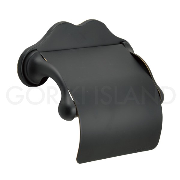 GORIKIISLAND TPH 2 BK≫トイレットペーパーホルダー 紙巻器 真鍮製 壁付け カバーあり おしゃれ シンプル 高級 クール ビス付き ブラック仕上げ 艶なし 黒色