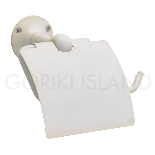 GORIKIISLAND TPH SB WAB≫トイレットペーパーホルダー 紙巻器 真鍮製 壁付け カバーあり 右差し 左差し おしゃれ シンプル モダン レトロ ナチュラル ビス付き 古白色仕上げ ホワイトアンティーク
