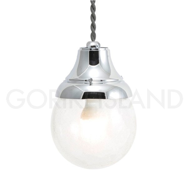 【在庫限り】 GORIKIISLAND PW1784 CR BU LE≫ペンダントライト ダイニング キッチン マリンランプ 泡入りクリアガラス 小型 真鍮製 天付け ダクトレール おしゃれ カフェ風 クール モダン 室内用 LED 1灯 付属 クローム仕上げ シルバー 銀色｜ゴーリキアイランドブラス