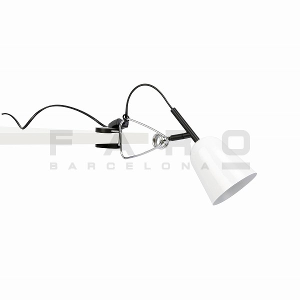 FARO BARCELONA STUDIO White clip lamp≫クリップ式 テーブル スポット ウォール ライト ベッド 棚 リビング キッチン 間接照明 角度調節可 机 天板付け コンセント式 おしゃれ モダン シンプル 北欧 室内用 電球付属 1灯 LED 100-240V 白色｜ゴーリキアイランドブラス