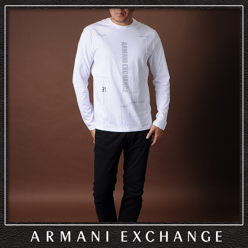 アルマーニエクスチェンジ A|X ARMANI EXCHANGE クルーネックTシャツ 長袖 ロンT メンズ 6KZTBL ZJV5Z ホワイト  2021秋冬新作｜BRAVAS