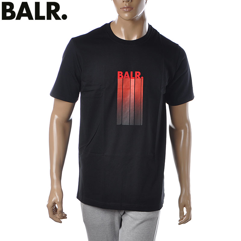 ボーラー BALR. Tシャツ メンズ 半袖 クルーネック カットソー ブラック 黒 ロゴ プリント コットン OLAF STRAIGHT BALR. LOGO GRADIENT B1112.1088 スポーツ カジュアル 人気 ブランド おしゃれ