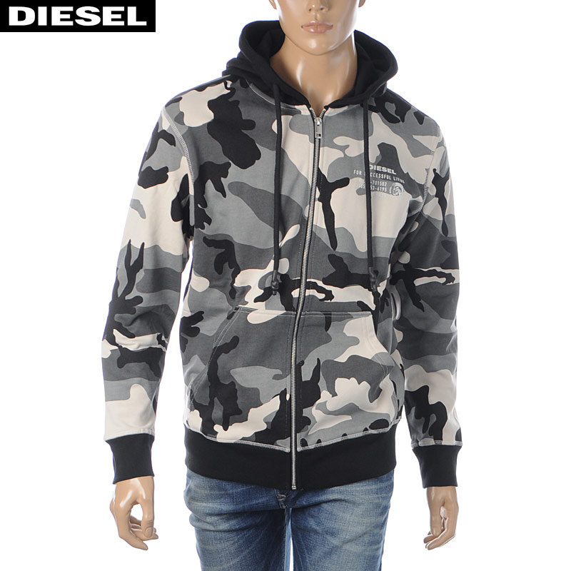 激安セール ディーゼル Diesel パーカー スウェット ジップアップ メンズ ブランド Umlt Brandon Z 00se8m 0icat グレーカモフラ 21春夏新作 Bronze Qa