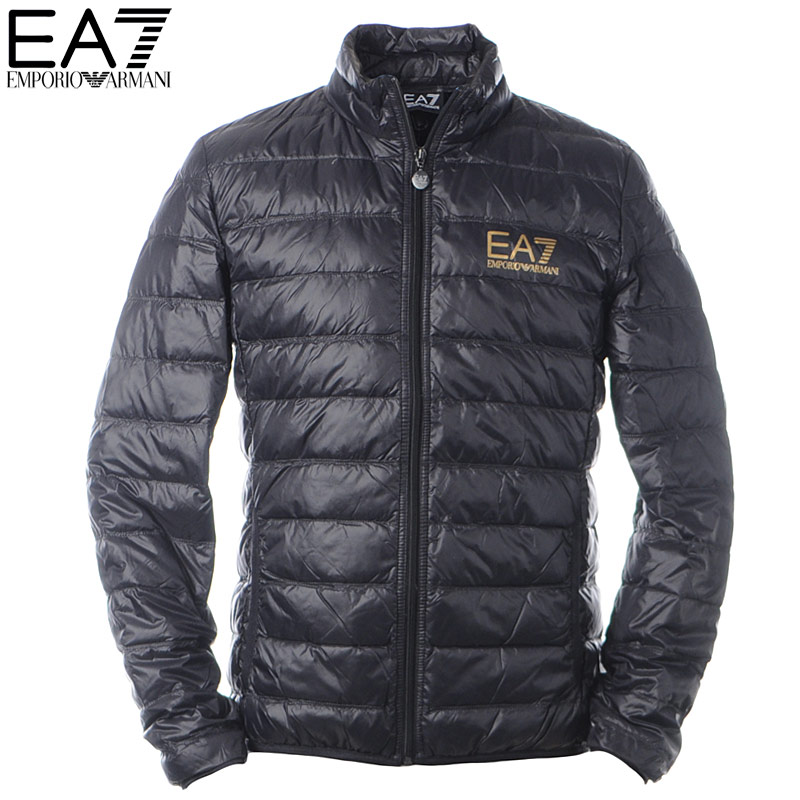 ea7 bubble hooded logo coat