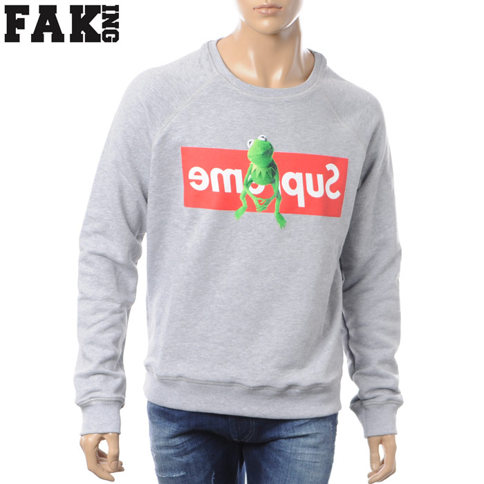 フェイキング FAKING スウェット グレー メンズ FAK050 クルーネック トレーナー トップス カジュアル ストリート シンプル おしゃれ