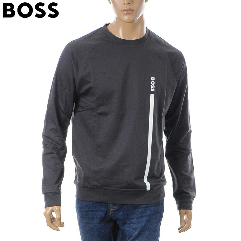 ヒューゴボス HUGO BOSS プルオーバー トレーナー メンズ うす暗い薄墨色 Authentic Sweatshirt 調教師 労働者の一団素っ首 ブランド名ロゴタイプ 心地好い トップス 分かりやすい 一般受け