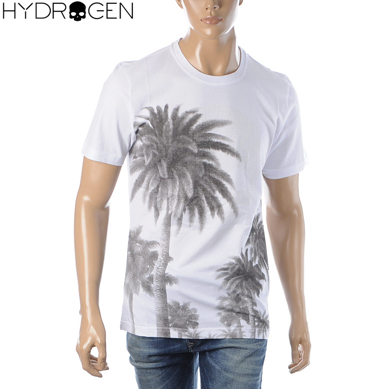 Tシャツ カットソー 21特集 メンズ ブランド クルーネック 半袖 Tシャツ Hydrogen ハイドロゲン Palms 21春夏新作 ホワイト Tee Shoxruxtj Com