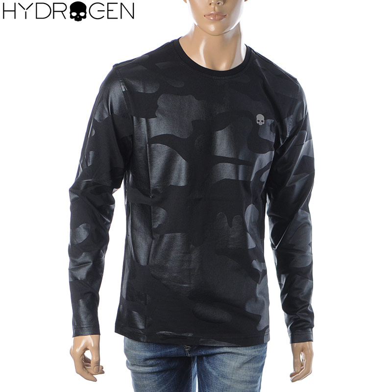 Tシャツ カットソー 休日限定 Camo メンズ ブランド クルーネック ロンt 長袖 Tシャツ Hydrogen ハイドロゲン Tee 21春夏新作 ブラックカモフラ Ls Beachsidecliniccr Com