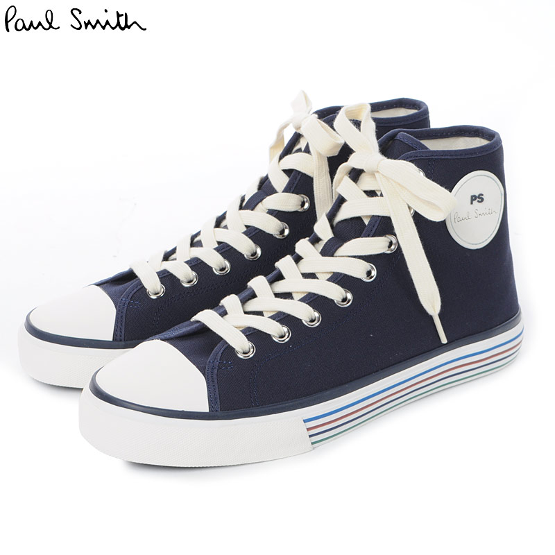 ポールスミス スニーカー PAUL SMITH ハイカット メンズ ブランド シューズ 靴 YUMA M2S YUM03 LCVS ネイビー ストリート シンプル コットン 履きやすい｜BRAVAS 13,860円