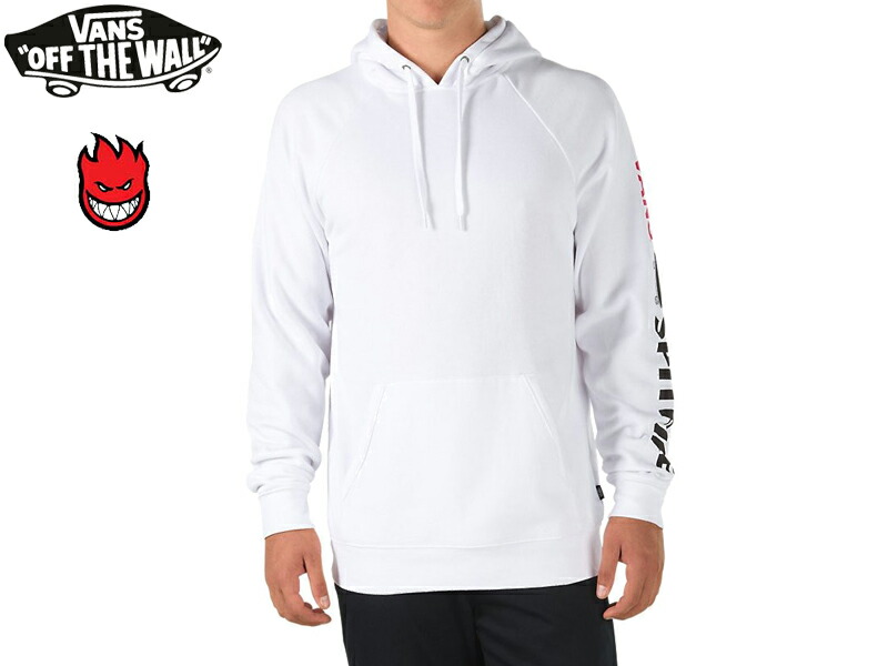 交換無料 Vans Spit Fire バンズ スピットファイヤ プルオーバー パーカー プルパーカー Vn0a3hdkwht Sk8 スケートボード スケボー Skate コラボ White 白 フーディ Hoodie 正規品 メンズ レディース ファッション 男性 女性 New限定品 Prcs Org Pk