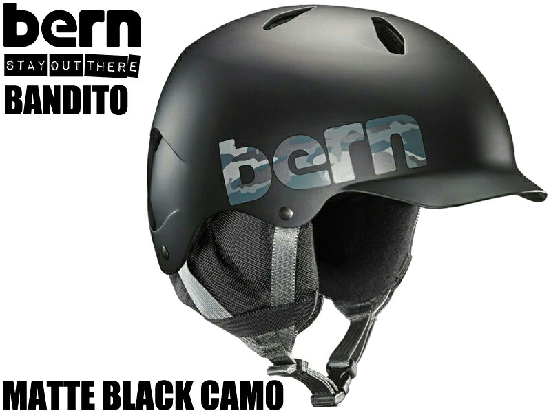 bern バーン ヘルメット KIDS JUNIOR BANDITO WINTER バンディート ジュニア キッズ 子供 ユニセックス バイザー つば付き オールラウンド 保護具 スノーボード スノボー 冬用 耳あて 取り外し 黒 BLACK ローラースケート ストライダー｜BRAYZ
