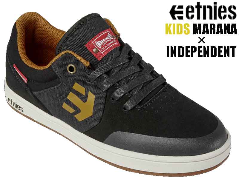 ETNIES エトニーズ MARANA KIDS マラナ キッズ INDEPENDENT INDY コラボ 日本正規品 スケート シューズ スケボー スケシュ スニーカー 靴 SKATE 子供用 子ども 子供 20cm 21cm 22cm 23cm 4307000123