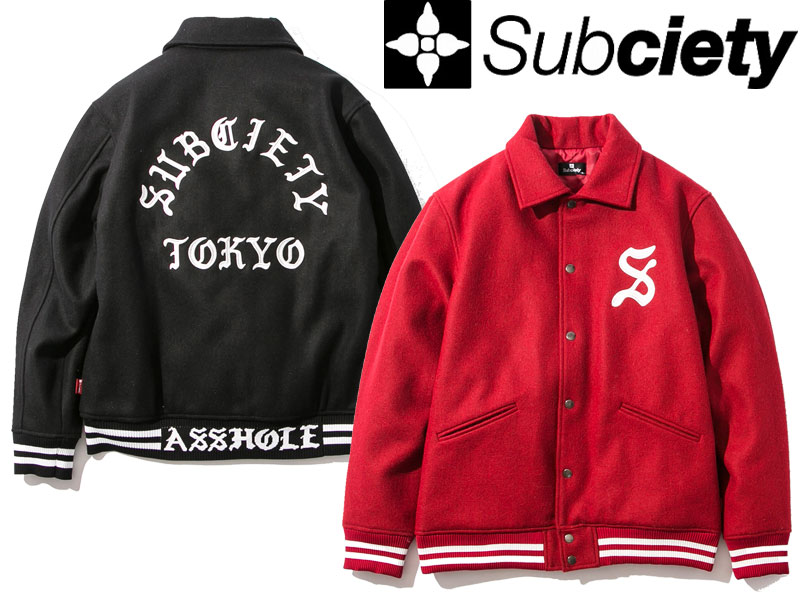 Subciety サブサエティ 秋冬 ジャケット ヴァーシティジャケット アウター ブルゾンVARSITY JACKET 107-62303 ストリート系 スト系 男性用 オーリー サムライマガジン 送料無料｜BRAYZ