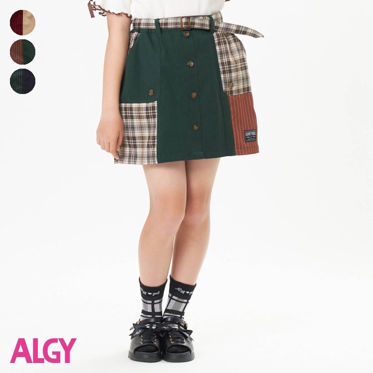 チェックドッキングスカート 女の子 ALGY アルジー 子供服 キッズ ベビー スカート ひざ丈 かわいい 秋 秋物 新作 エフオー FO △△  g418012 最大74％オフ！