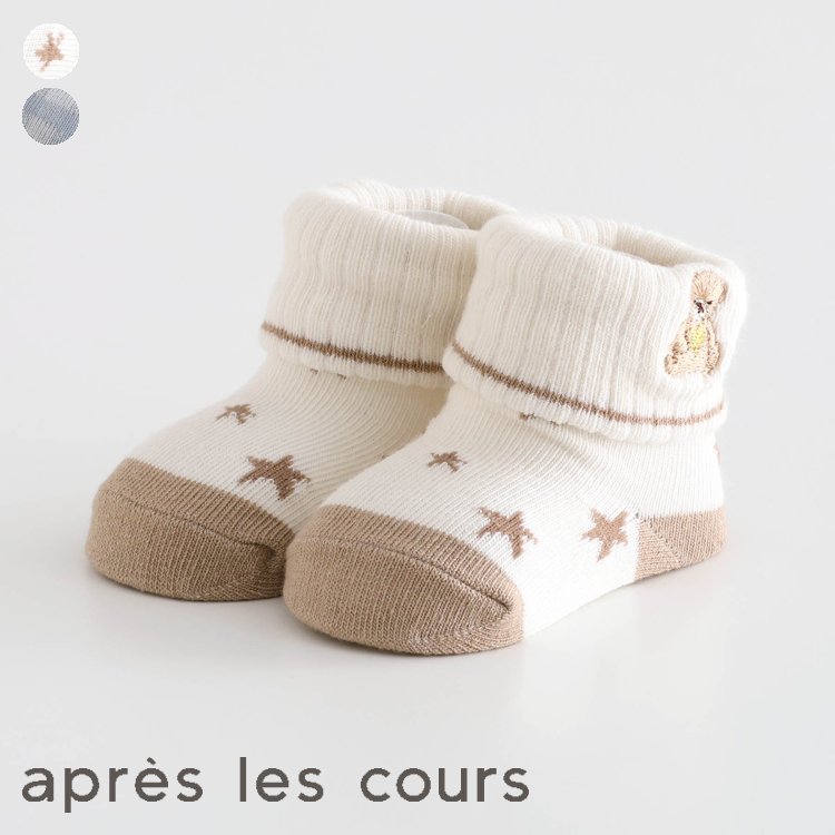 モチーフ刺繍ベビーソックス ▽▽ 男の子 女の子 アプレレクール 子供服 キッズ 靴下 くま ロケット 星 チェック おしゃれ 夏服 夏物 エフオー FO △△ v254015画像