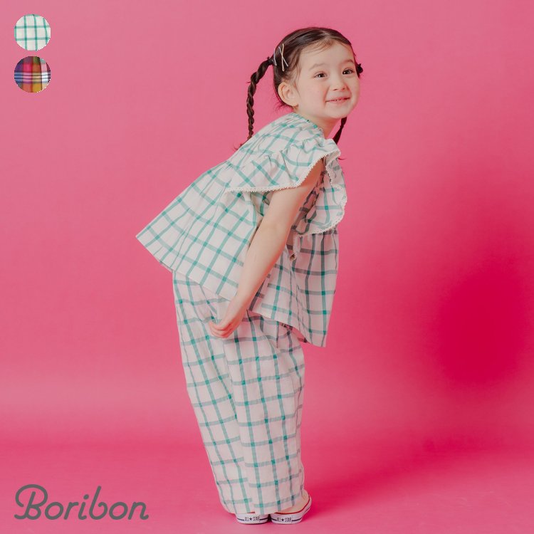 【新作】リットチェックセットアップ ▽▽ 女の子 Boribon ボリボン パンツ ボトムス 半袖 トップス 夏 エフオー FO △△ d219026