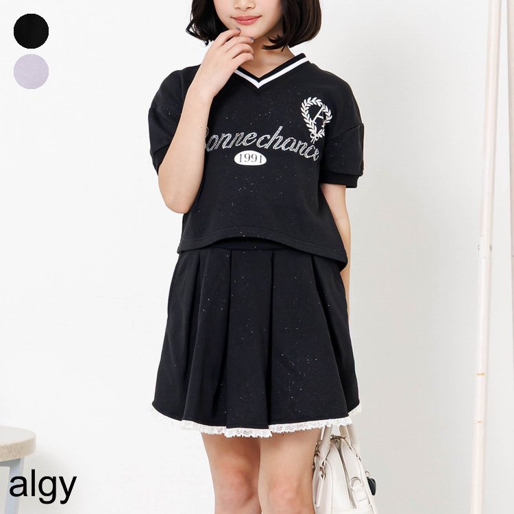 【メルマガLINE会員10％OFFクーポン】【新作】ラメミニ裏毛セットアップ ▽▽ 女の子 algy アルジー ダンス 半袖 スカート 夏 エフオー FO △△ g225926