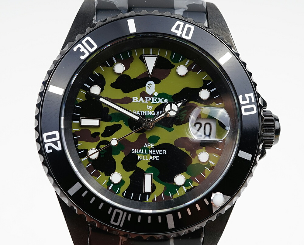 楽天市場】【新品】A BATHING APE/ア・ベイシング・エイプ Bapex T001シリーズ Rolex/ロレックス  Submariner/サブマリーナー タイプ 40mm 自動巻き 腕時計#33644 : ブレゲカメラ