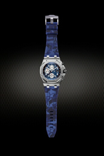 AUDEMARS PIGUET/オーデマピゲ AP 42mm 26470 15710 15703に適用にVagenari ラバー ストラップ/ベルト カモフラージュ/迷彩 ブルー