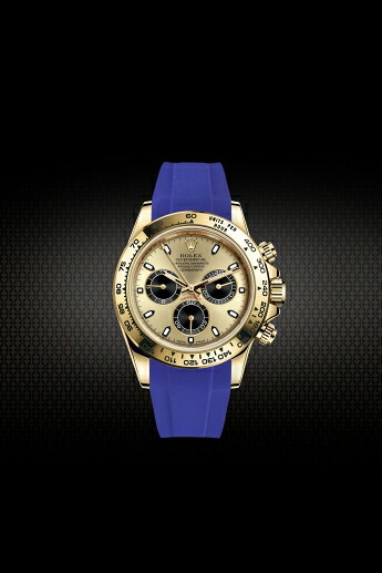 Rolex/ロレックス Daytona/デイトナ 116505に適用VAGENARI ラバー ストラップ/ベルト ブルー