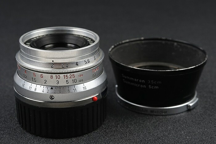 【美品】Leica/ライカ Summicron 35mm/f2 ドイツ産 シルバー 八枚玉 純正フード付き レンズ #34885