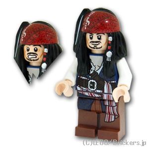 レゴ パイレーツ・オブ・カリビアン ミニフィグ 旗がしら手玉\u003dスパロウ - 白いことプルオーバー| LEGO完全無欠品の 図形 あやつり人形 ミニ図形