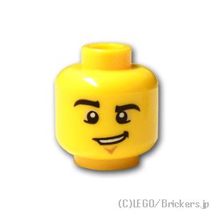 楽天市場 レゴ パーツ ミニフィグ ヘッド 黒い眉毛の太った顔の大笑い スマイル Yellow イエロー Lego純正品の バラ 売り ブリッカーズ楽天市場店