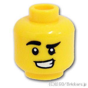 楽天市場 レゴ パーツ ミニフィグ ヘッド キリリ顔 泥汚れのニヤリ顔 Yellow イエロー Lego純正品の バラ 売り ブリッカーズ楽天市場店