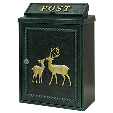 【製造業者直送】MOJYU 鋳込み飾り付け郵便うけ Deer ディアー 緑であること WM-061 玄関・門用エクステリア-ポスト-エクステリア・ガーデンファニチャー