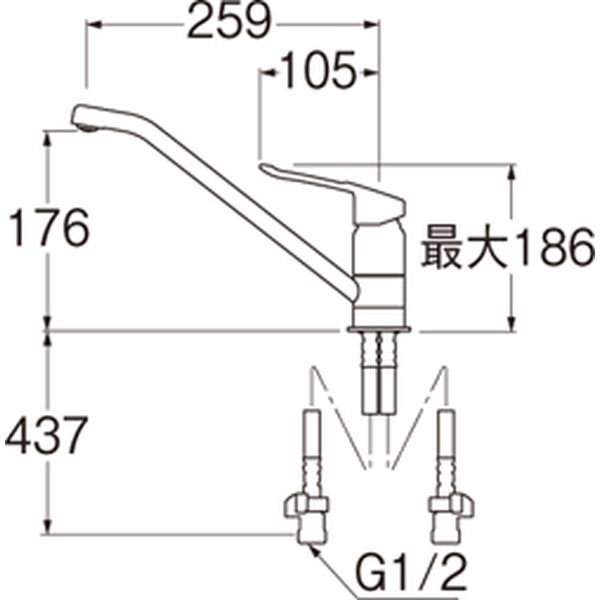【楽天市場】【送料無料】SANEI 三栄水栓 シングルワンホール混合栓 K87110ETJV-13：ホームセンターブリコ