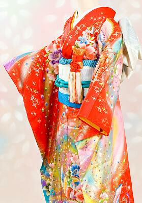 レンタル着物　きものレンタル　本振袖　ふりそで　和婚式　結婚式　和装結婚式　フルセット　フルセットレンタル　レンタル打掛　打掛レンタル　往復送料無料　4泊5日　打掛一式　赤色お引きずり