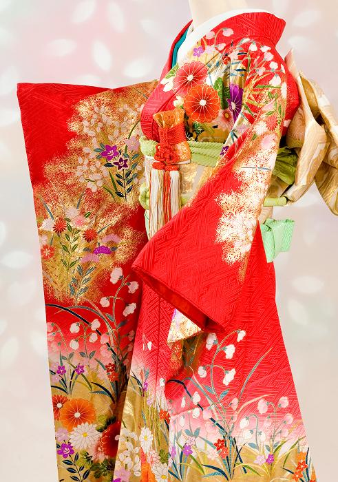 レンタル着物 きものレンタル 本振袖 ふりそで 和婚式 結婚式 和装結婚式 フルセット フルセットレンタル レンタル打掛 打掛レンタル 往復送料無料 4泊5日 打掛一式 赤色お引きずり|レンタルきもの 蘭叶(らんか)