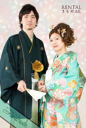 016P【花嫁御寮 花むこ 打掛 紋付 一揃い賃借/4泊5日/往復貨物輸送無料】《花嫁御寮 御召しもの 貸御召しもの 打ち掛け 打掛 色打掛 新和装 打掛賃借 色打掛賃借 和 華燭の典御召しもの フルセット 打掛一揃い 往復貨物輸送無料 ペアーセット ペパーミント緑であること》