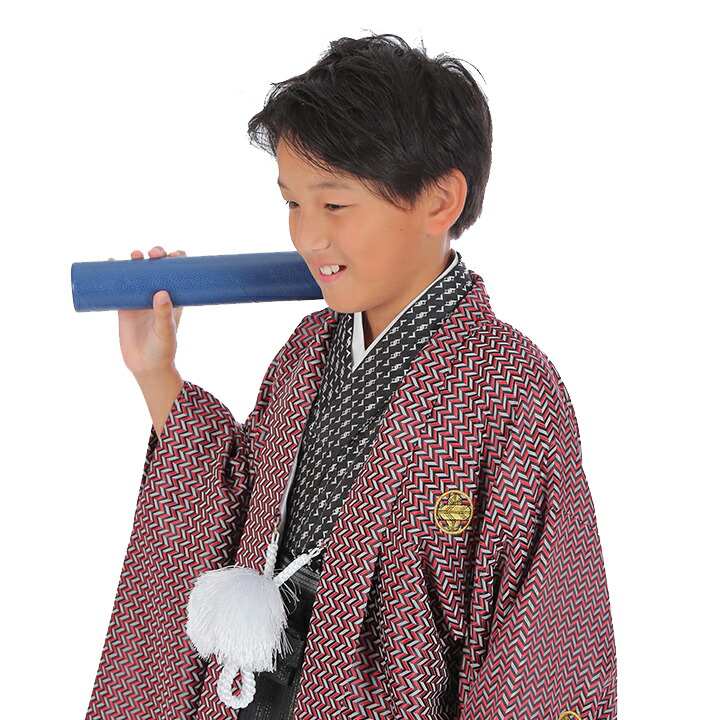 【レンタル】 小学生 男子 袴セット 卒業式 (HK_B56) 140cm 150cm 160cm 赤 黒 檜垣文 男の子 男児 小学校 10歳 13歳 袴 はかま ハカマ フルセット 貸衣装 和装 卒業袴 卒業 ハーフ成人式 結婚式 【往復送料無料】｜レンタルコスチュームのウエヤマ