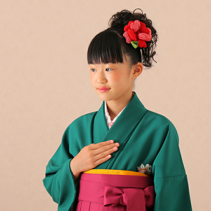 【レンタル】 小学生 女子 袴セット 卒業式 (HK_51) 140cm 150cm エンジ色 花紋 桜 女の子 女児 小学校 10歳 13歳 袴 はかま ハカマ フルセット 貸衣装 和装 卒業袴 卒業 ハーフ成人式 結婚式 十三詣 【往復送料無料】|レンタルコスチュームのウエヤマ