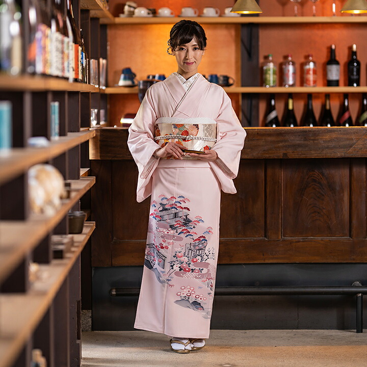 【レンタル 色留袖 フルセットレンタル】桜色 御所解文様（ITS-MI204P）留袖 レンタル 色留め袖 結婚式 列席衣装 色留袖 入学式 卒業式 母親 叔母 式典 親戚叙勲 式典 仲人 安い 人気 6,248円