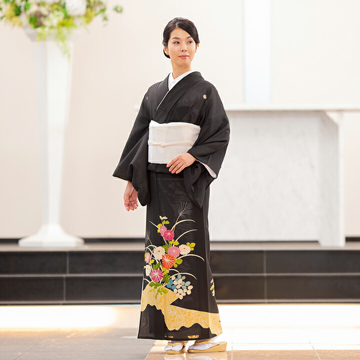夏用 絽 ろ 留袖レンタル Ts 010 万寿菊と萩結婚式 母親 衣装 夏 留袖 レンタル 貸衣装 叔母 式典 親戚 夏黒留袖 夏叙勲 夏仲人 セットレンタル 6月 7月 8月 9月 正規販売店