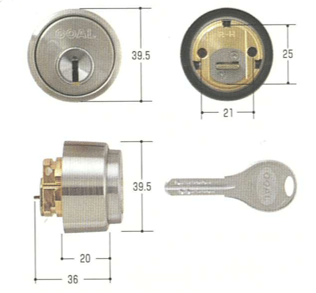 GOAL LX,AS,HD #11色　扉厚33mm～42mm【FSGCY-211】【ドアノブ】【ゴール】【玄関　鍵】【取替用シリンダー】｜鍵屋Ｂ.Ｂ