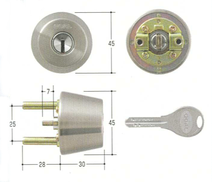 GOAL V-TX DT 28mm~31mm ケース付 #11【FSGCY-229】【ドアノブ】【ゴール】【玄関 鍵】【取替用シリンダー】|鍵屋B.B