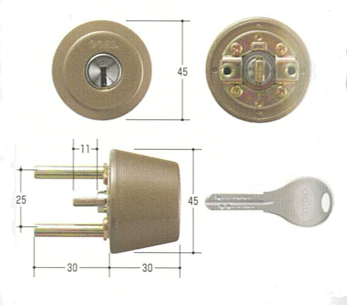 GOAL V-TX DT 34mm～37mm ケース付　＃80アンバー色【FSGCY-240】【ドアノブ】【ゴール】【玄関　鍵】【取替用シリンダー】｜鍵屋Ｂ.Ｂ