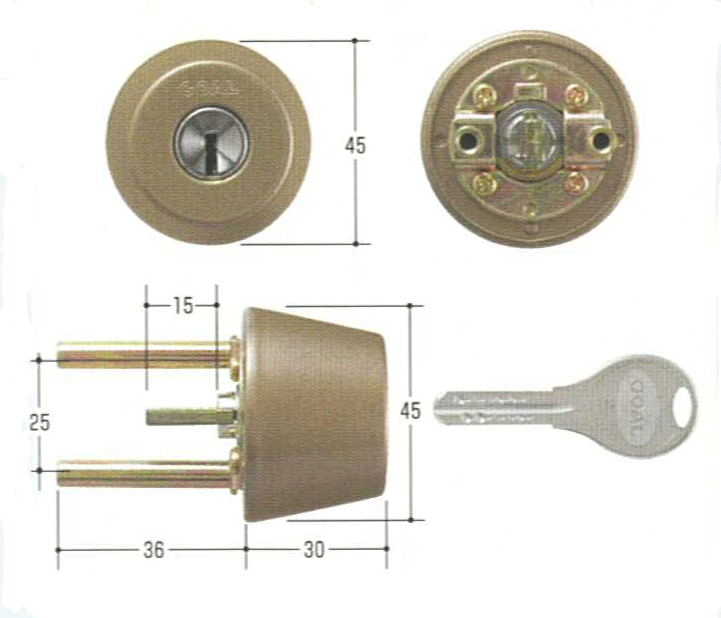 GOAL V-TX DT 43mm～46mm ケース付　＃80アンバー色【FSGCY-252】【ドアノブ】【ゴール】【玄関　鍵】【取替用シリンダー】｜鍵屋Ｂ.Ｂ 9,605円