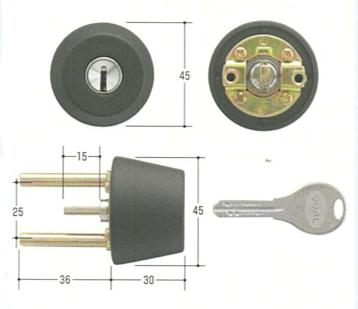 GOAL V-TX DT 43mm~46mm ケース付 #8830黒塗装【FSGCY-257】【ドアノブ】【ゴール】【玄関 鍵】【取替用シリンダー】|鍵屋B.B