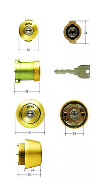 MIWA　Ｕ９シリンダー　ＤＡ75/ＴＥ24同一キータイプ　ゴールド色【FSMCY-412】【取替用シリンダー】【美和】【ミワ】