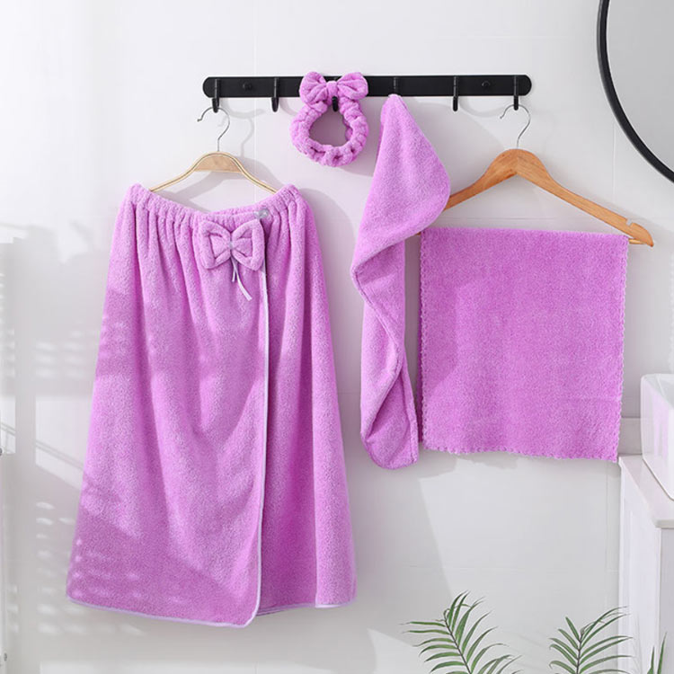 四点セット タオルキャップ エステガウン エステ用ガウン サロン用ガウン スナップボタン留め ナイトガウン バスローブ ヘアバンド ボディタオル マイクロファイバー生地 ラップタオル ルームウェア レディース 大人 女性 巻きタオル 部屋着 喜ばれる誕生日プレゼント