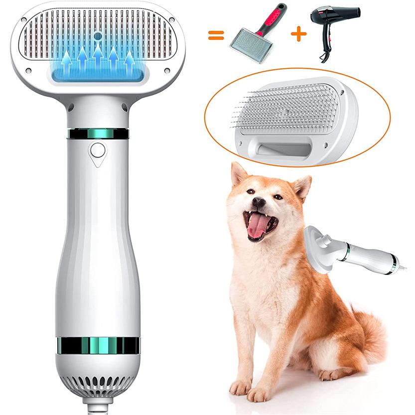 2in1多機能 ペットドライヤー ヘア乾燥機 犬 猫用 改良版 大風量 トリミングヘアドライヤー 猫用くし ペットブラシ 犬毛の美容機 小動物ヘアブロワー 小型動物シャワー用具 静音安全 PSE認証済み