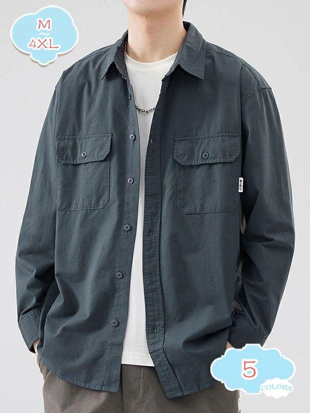 春 トップス ジャケット メンズ 秋服 カジュアルシャツ 長袖シャツ ライトアウター 開襟シャツ ビジネス 無地 おしゃれ カジュアル 40代 50代 20代 ファッション シンプル 襟付き シャツジャケット 体型カバー ゆったり shopcp